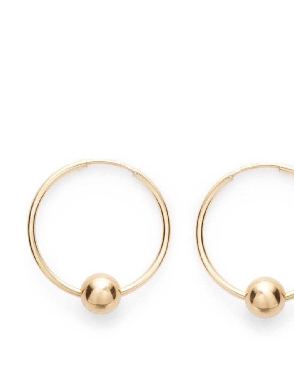 14 K Solid Gold Hoop Earrings with gold ball gold hoops. Round Hoop Earrings